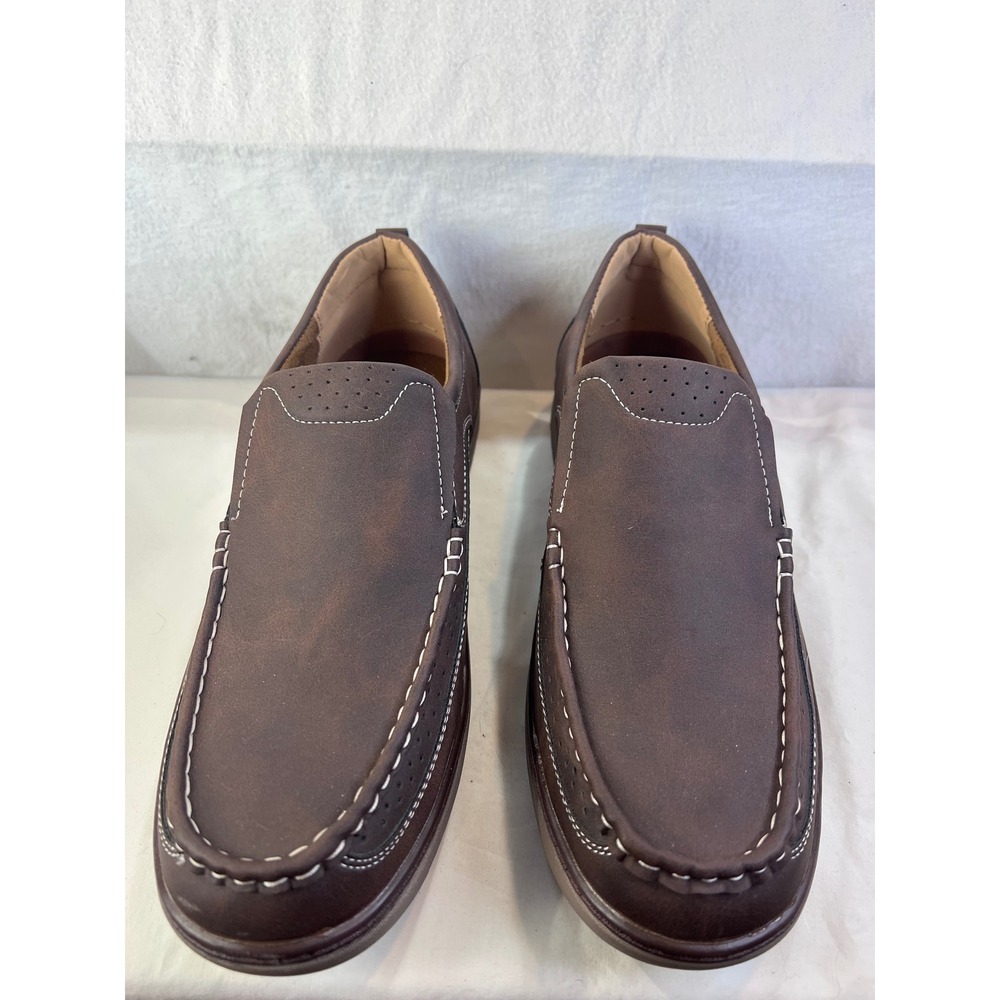 Aston Marc Comfort-02 Mens Brown Slip On Loafers Moc Toe Shoes H-7015 Size 13